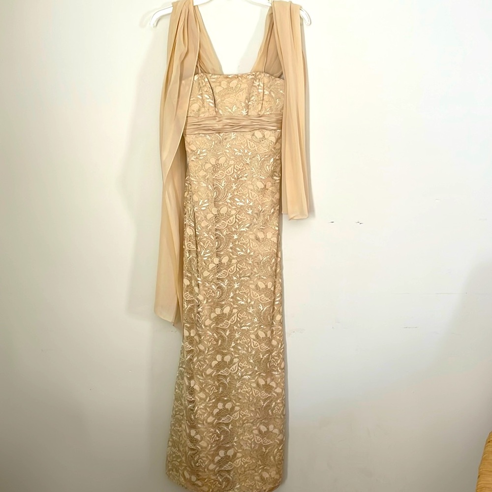 Badgley Mischka champagne gown